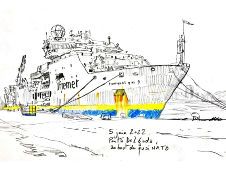 The R/V Pourquoi pas? illustrated by Damien Roudeau, cartoonist